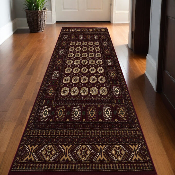 HomeRoots Floral Medallion Runner Rug