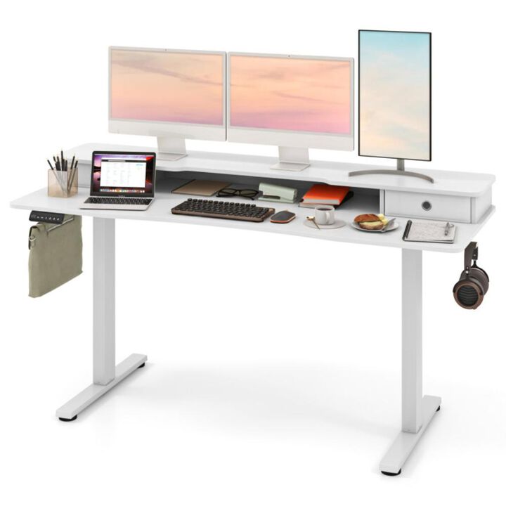 Hivvago 63 Inch x 24 Inch Electric Standing Desk with 2 Drawers