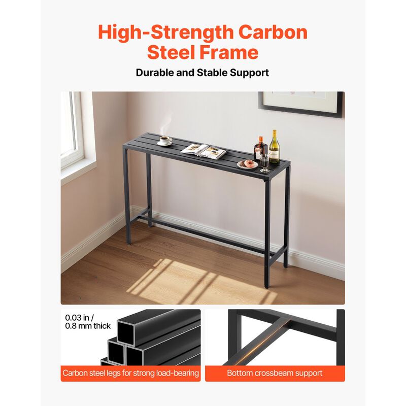 Outdoor Bar Table Rectangle Counter Height Patio Table with Waterproof Top & Metal Frame image number 6