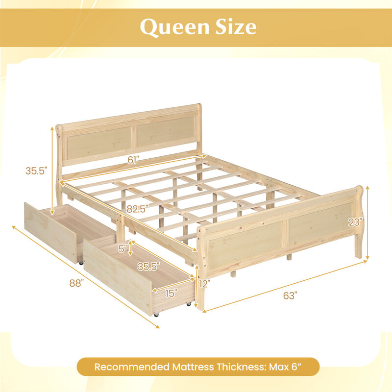 Modern Bed Frame with 2 Underbed Storage Drawers and Footboard image number 2