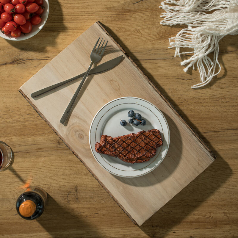 16" Rustic Natural Tree Log Wooden Rectangular Shape Serving Tray Cutting Board