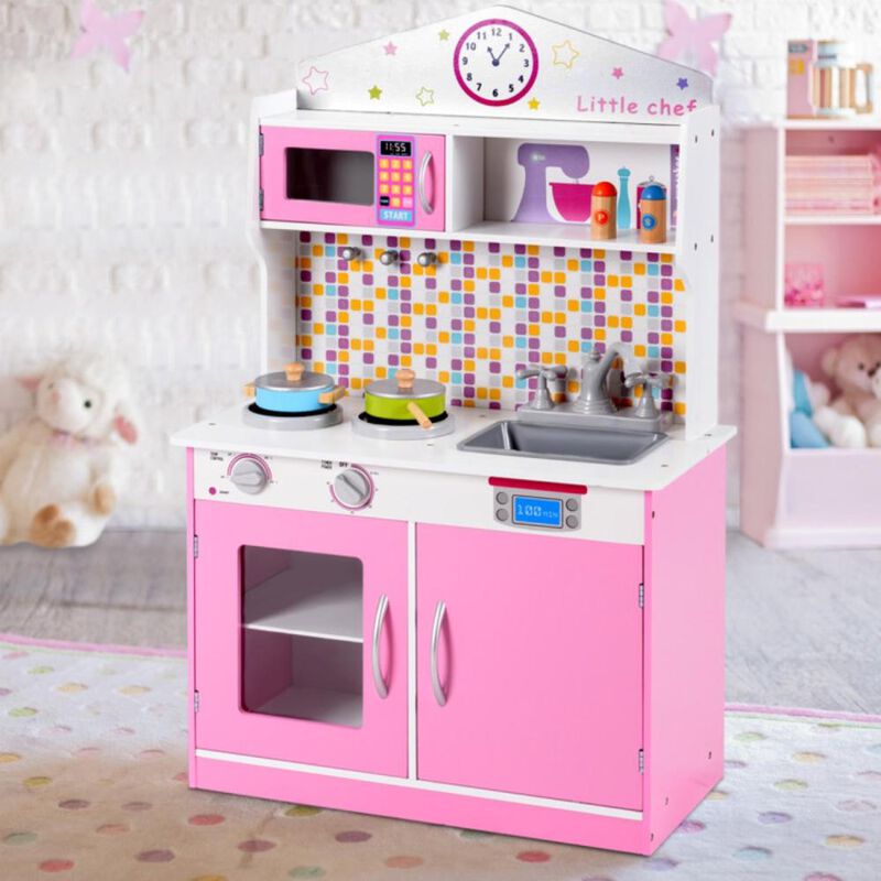 Hivvago Kid's Wooden Pretend Cooking Play Kitchen Set