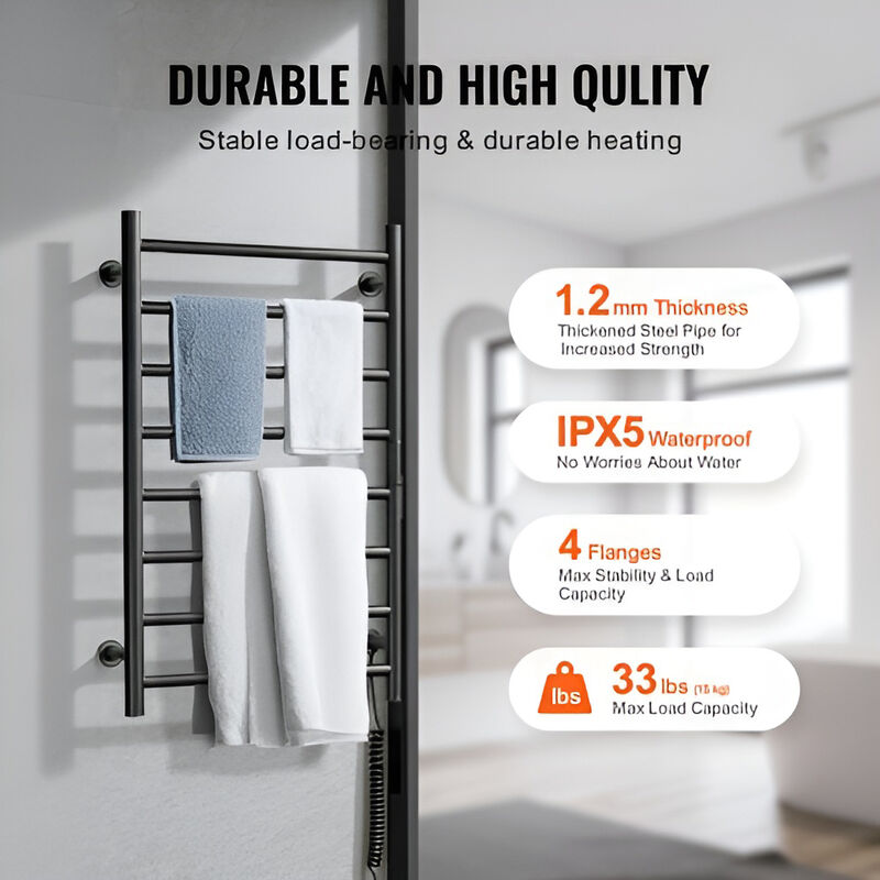 8 Bars Towel Warmer Rack Wall Mounted Heated Towel Rack for Bathroom