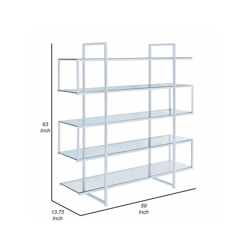 Coaster Elmer 5-shelf Bookcase Chrome and Clear image number 8