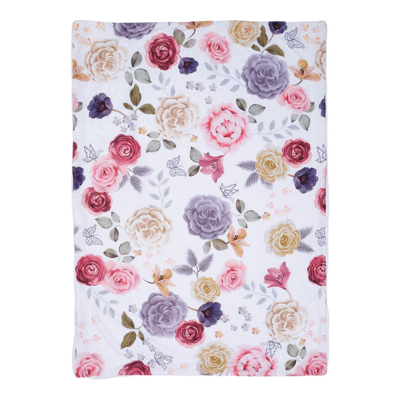 Lambs & Ivy Secret Garden Ultra-Soft Fleece/Minky Floral Baby Blanket