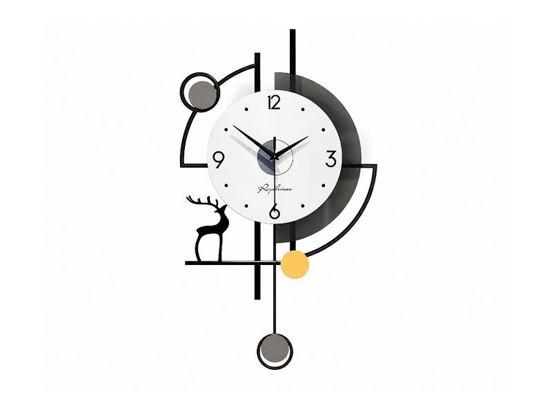 24 Inch Modern Pendulum Wall Clock - Silent Quartz Battery Operated Deer Decor image number 0
