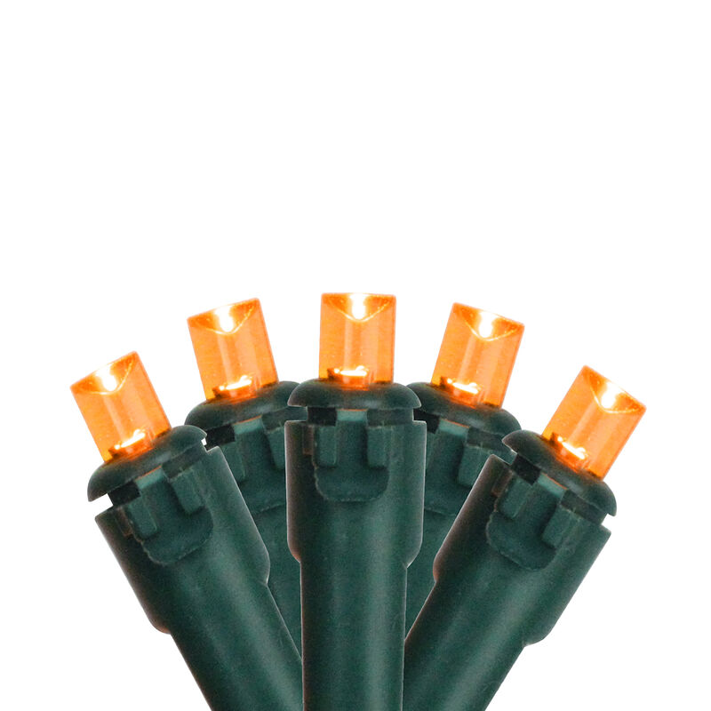 50 Orange LED Wide Angle Christmas Lights - 16.25 ft Green Wire image number 0