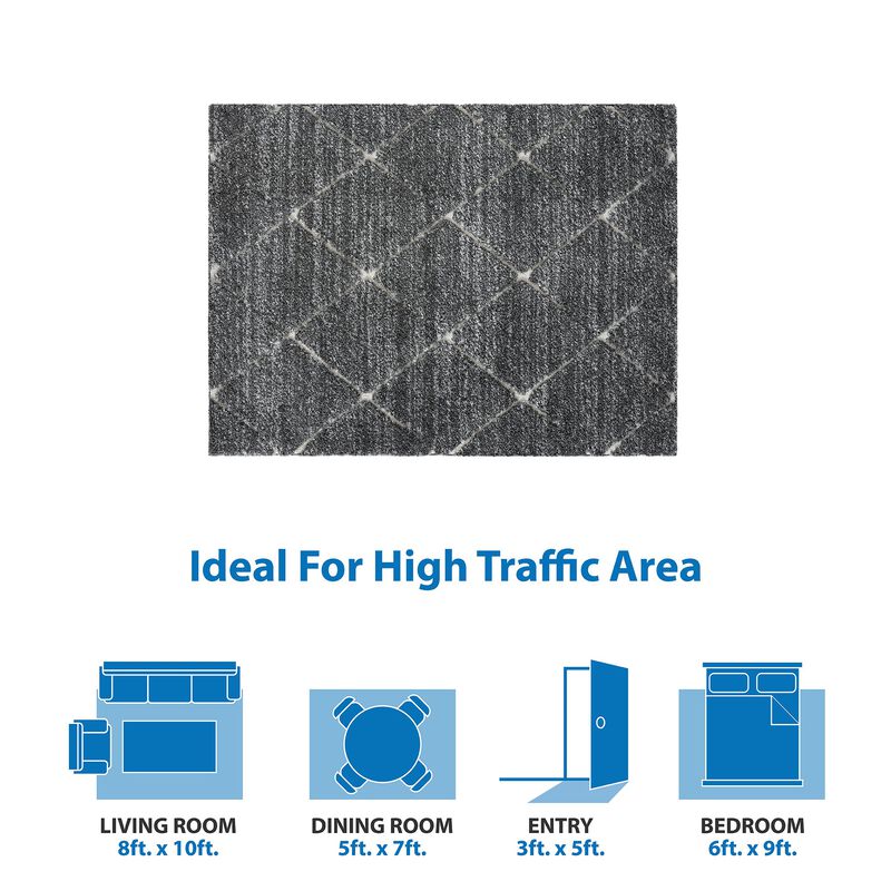 120x96 inch Talas Trellis Area Rug in Gray  and Cream