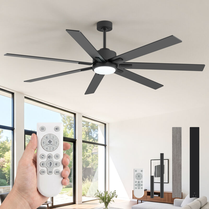Breezary 72 in Ceiling Fan with Light, 7 Plywood Blades, Dimmable PMMA Shade, Quiet Reversible DC Motor image number 1