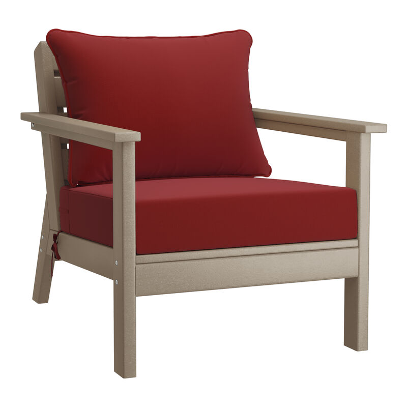 WestinTrends Outdoor Modern HDPE Patio Club Chairs with Deep Seat Cushions (Set of 2)