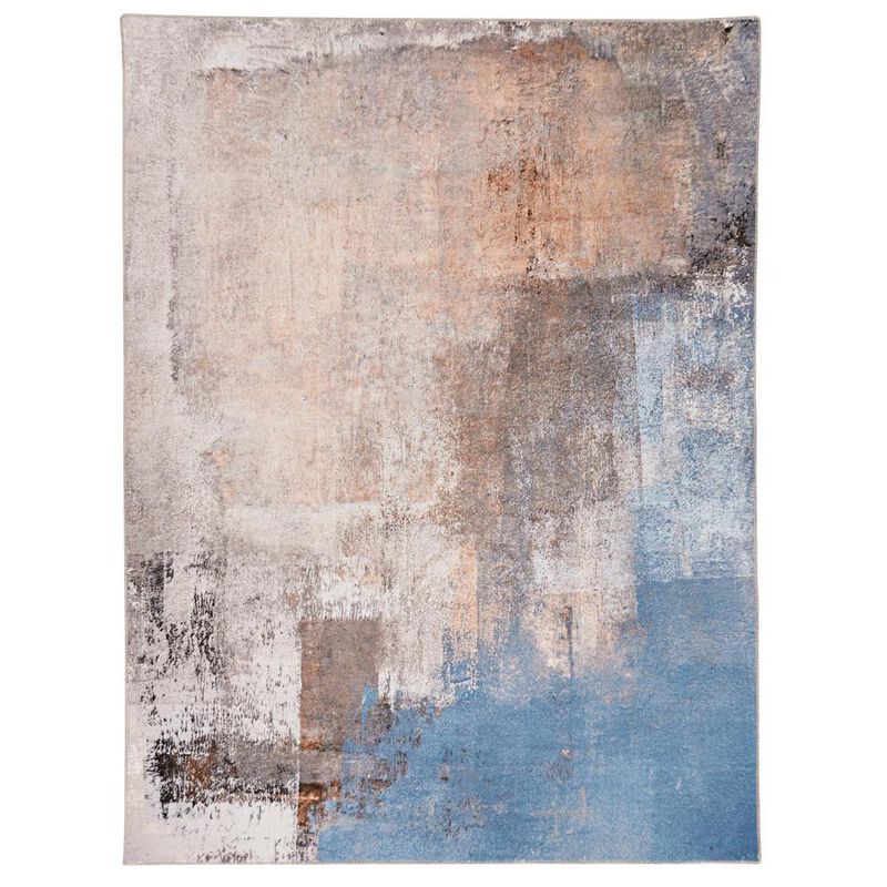 Linon Washable Kyler Beige/Blue, Rug image number 0