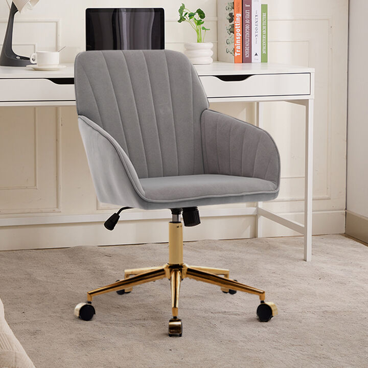 GOODSILO Adjustable Ergonomic Swivel Chair with Memory Foam Cushion and Golden Base