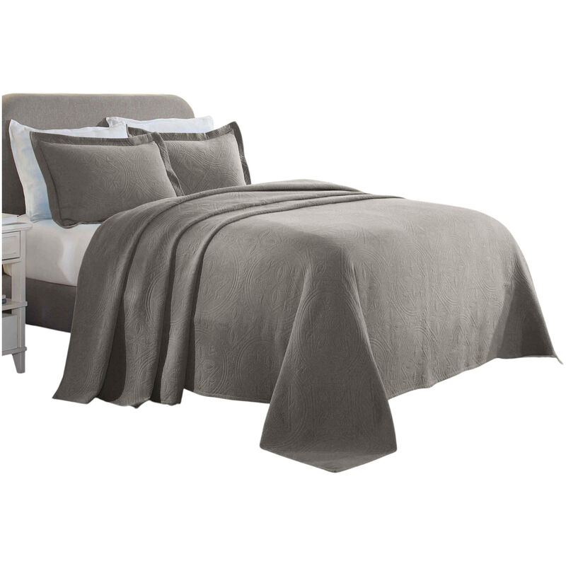 Lightweight Cotton Bedspread Set 3-Piece, Celtic Circle Patterned Matelasse image number 1