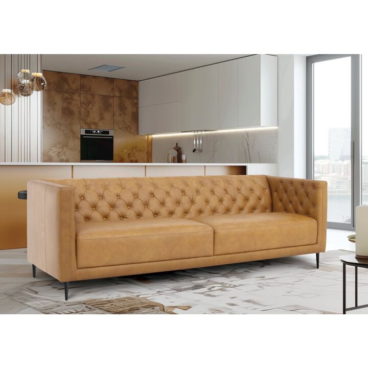 Crafters and Weavers Lucius Top Grain Leather Sofa - Tan