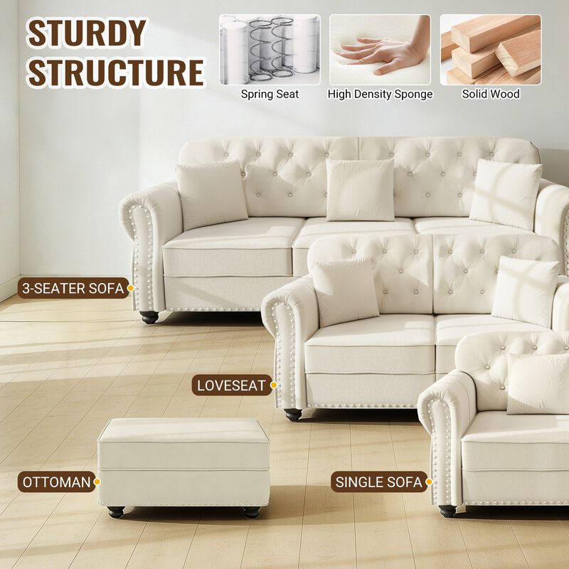 Rimhes Velvet Chesterfield Sofa Set image number 6