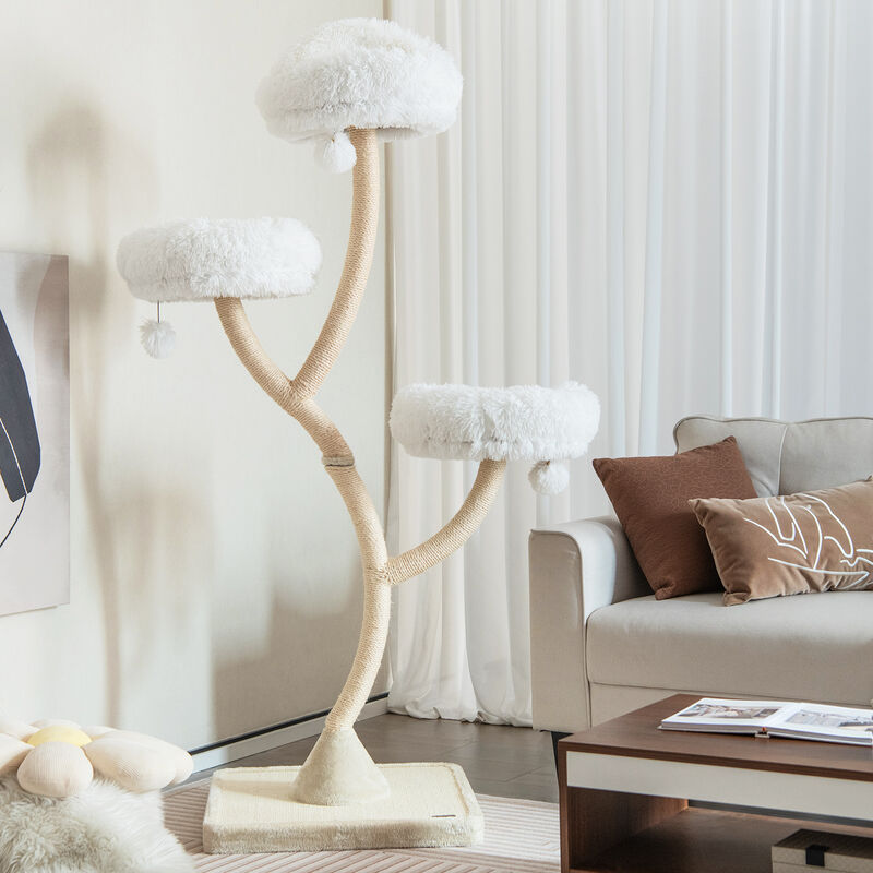 70" Tall Cat Tree 4-Layer Cat Tower with 3 Perches and Dangling Balls