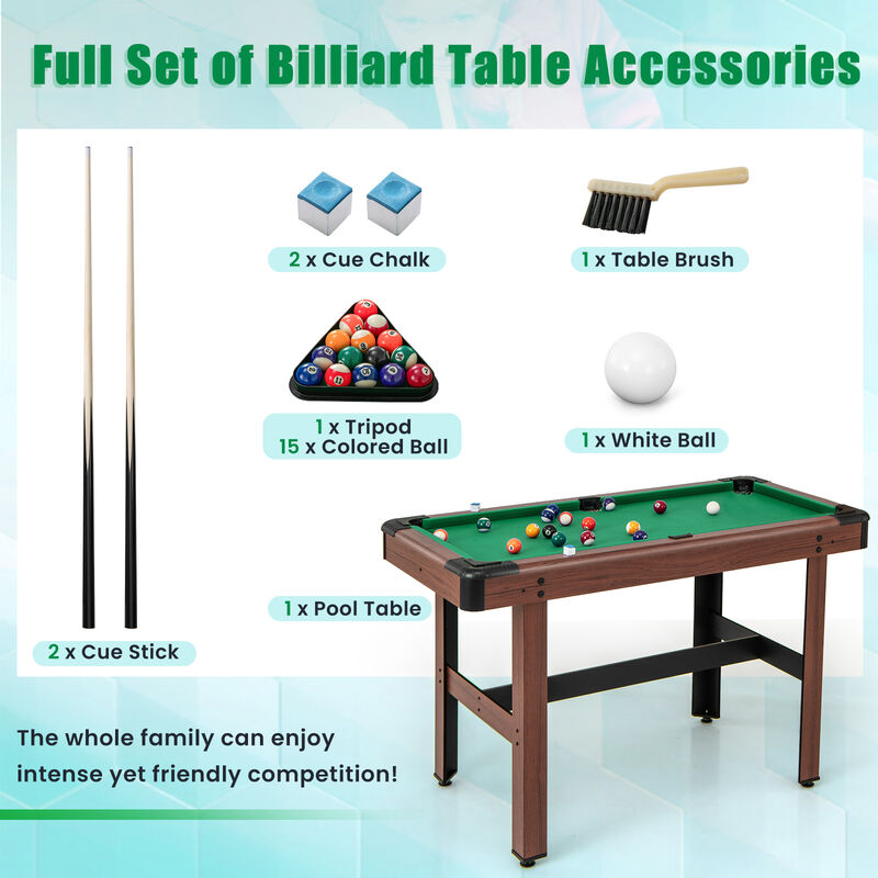 Kids and Adults Wooden Pool Table with Complete Billiard Ball Set image number 7