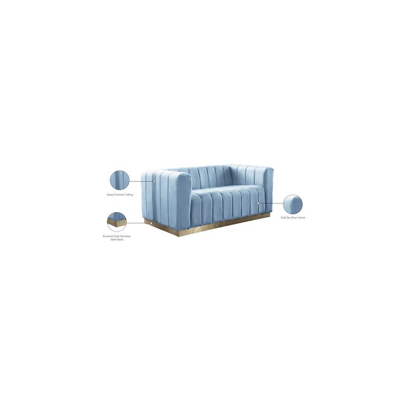 Meridian Furniture Marlon Sky Blue Velvet Loveseat