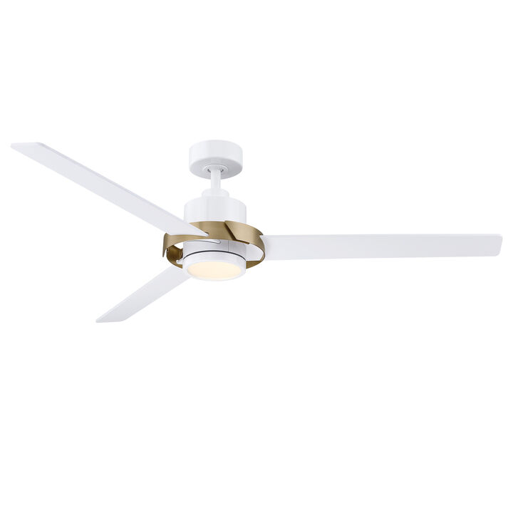 60" Modern White Reversible DC Motor Dimmable LED Large Ceiling Fan with Light and Remote for Bedroom, Living Room or Office