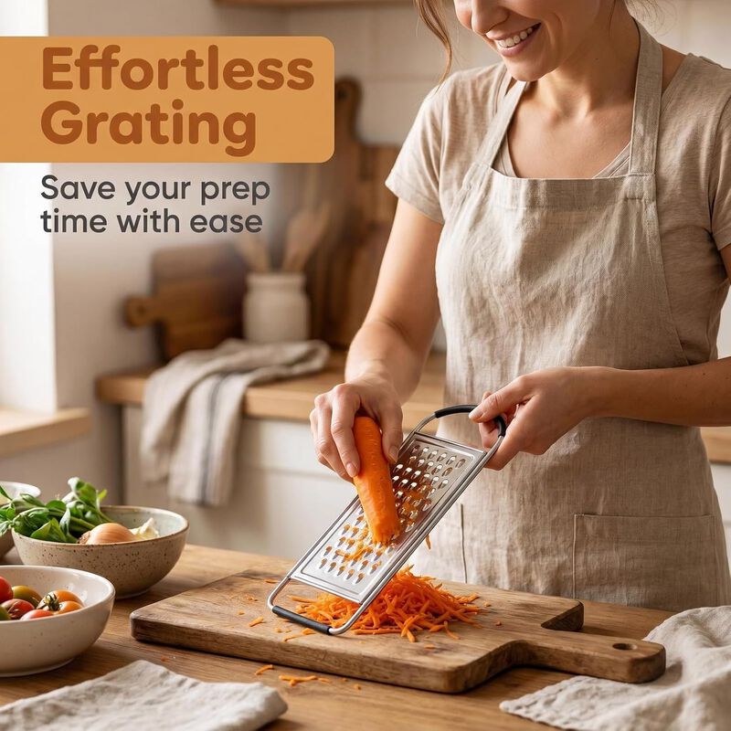 Stainless Steel Professional Cheese Flat Grater with Anti-Slip Handle image number 1