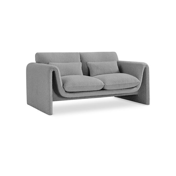 Meridian Furniture Stylus Grey Boucle Fabric Loveseat