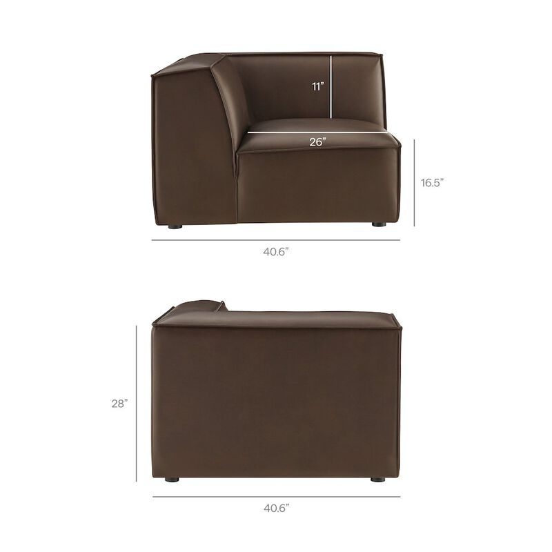 Restore 3-Piece Vegan Leather Modular L-Shaped Sectional Sofa image number 3