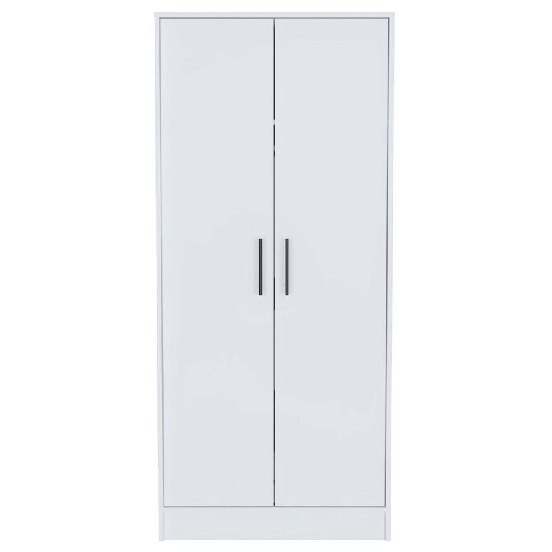 Streamdale Ambery White Armoire, 2 Shelves, 1 Drawer, Metal Rod image number 0