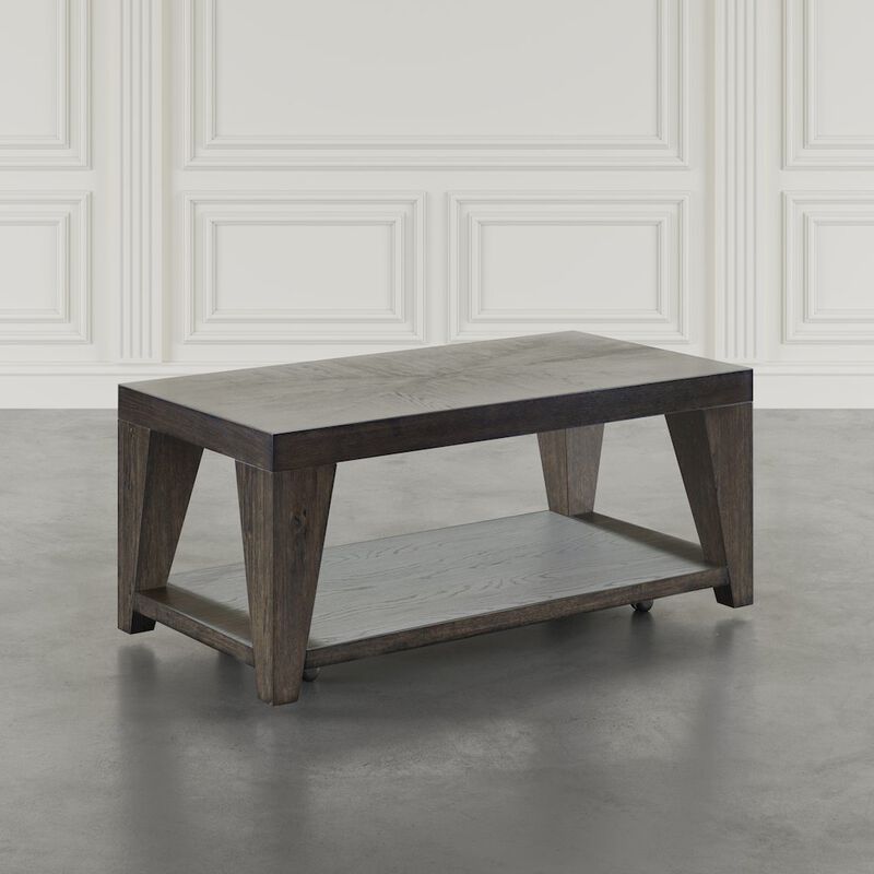 Jofran Modern Contemporary 50 Coffee Table with Storage Shelf and Hidden Casters