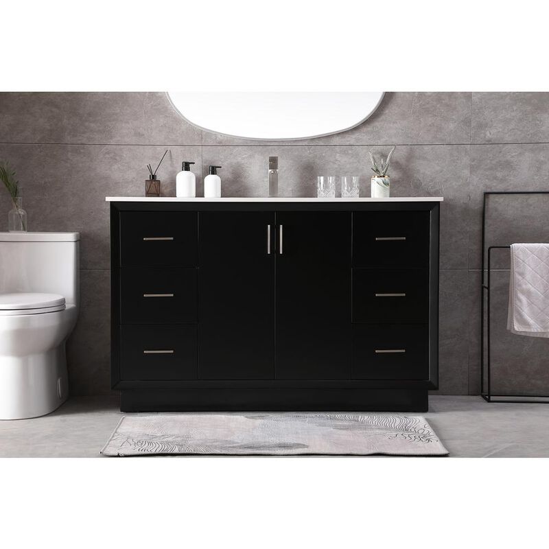Elegant Kitchen and Bath 54 Inch SIngle Bathroom Vanity In Black