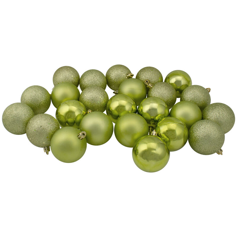 24ct Kiwi Green Shatterproof 4-Finish Christmas Ball Ornaments 2.5" (60mm) image number 0
