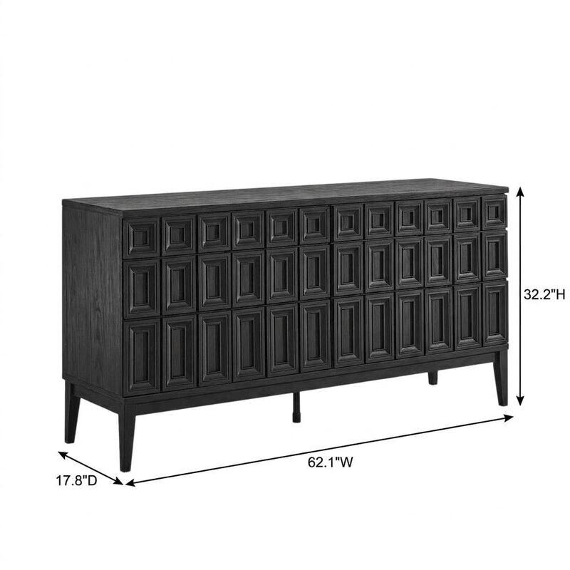 Wooden Sideboard Buffet Cabinet with Storage Credenza for Dining Room, Black image number 1