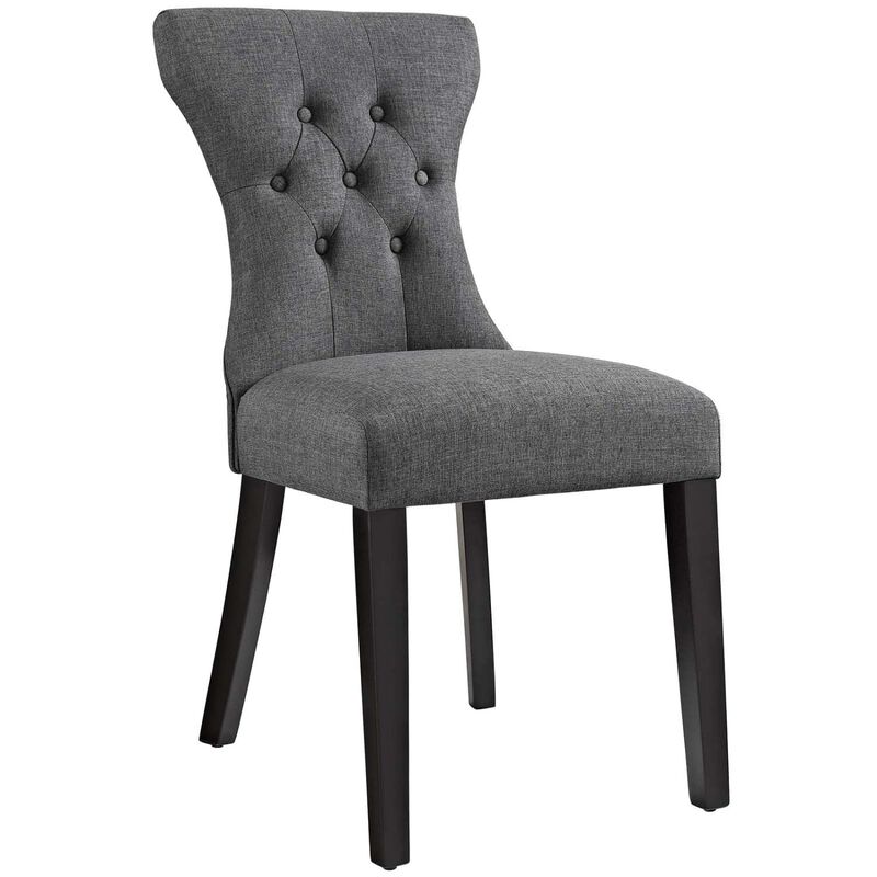 Modway Silhouette Modern Tufted Upholstered Fabric Parsons Four Dining Chairs in Gray