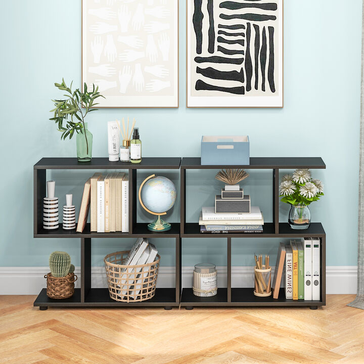24 Inch 3-Tier Geometric Bookshelf with Thick Foot Pads