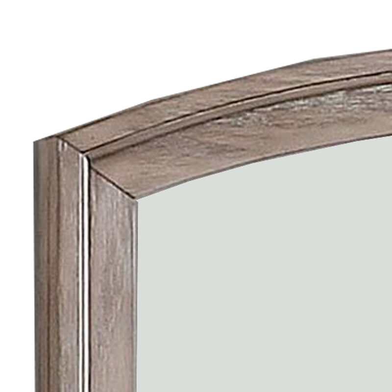 Mirror with Curved Top Frame and Weathered Look, Gray - Benzara