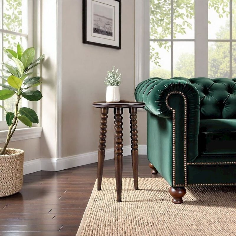 Starlight Canyon Home Round Wood Side Table &ndash; Small Round Nightstand in Brown Mango Finish image number 3