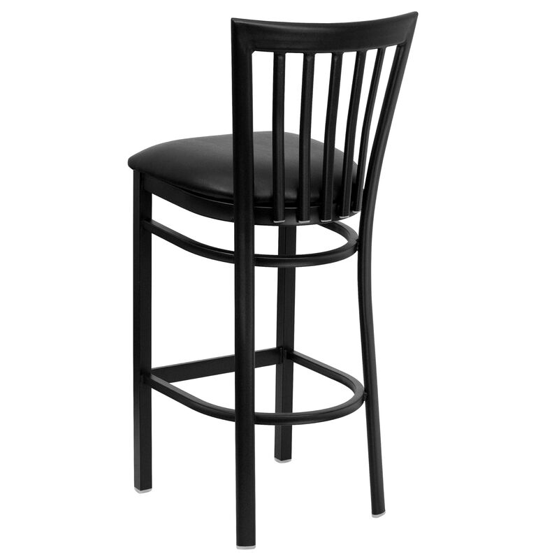 Flash Furniture HERCULES Series Black School House Back Metal Restaurant Barstool - Black Vinyl Seat image number 4