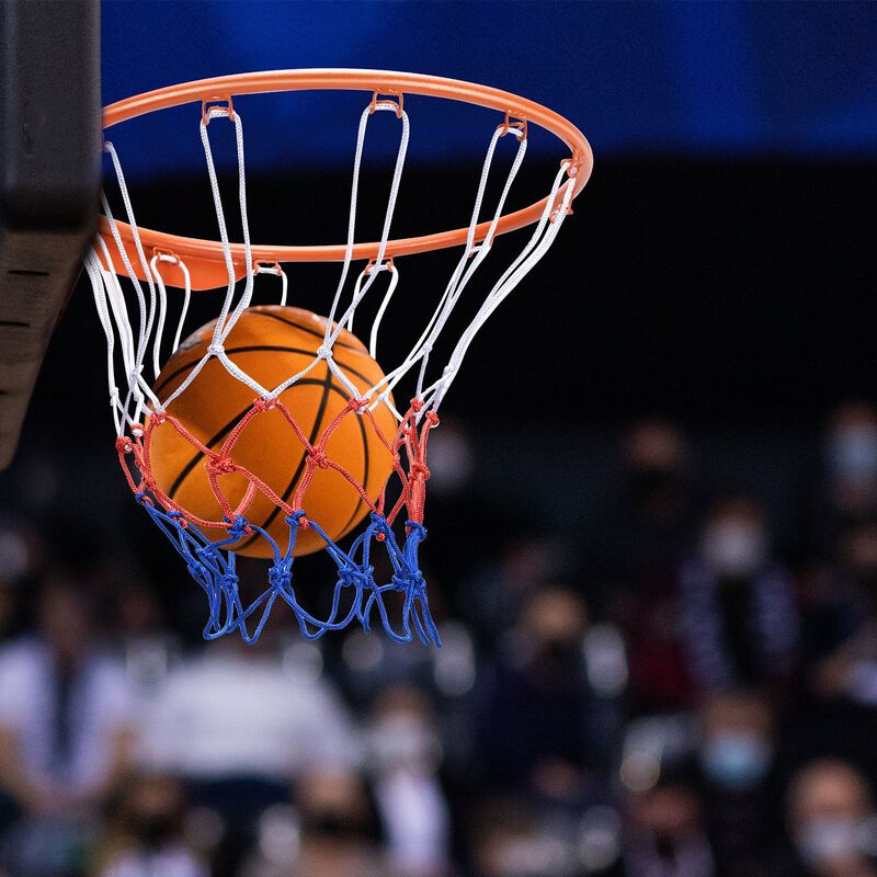 Standard Basketball Rim with Net, Wall Mounted Goal Replacement for Kids and Adults-Orange image number 1