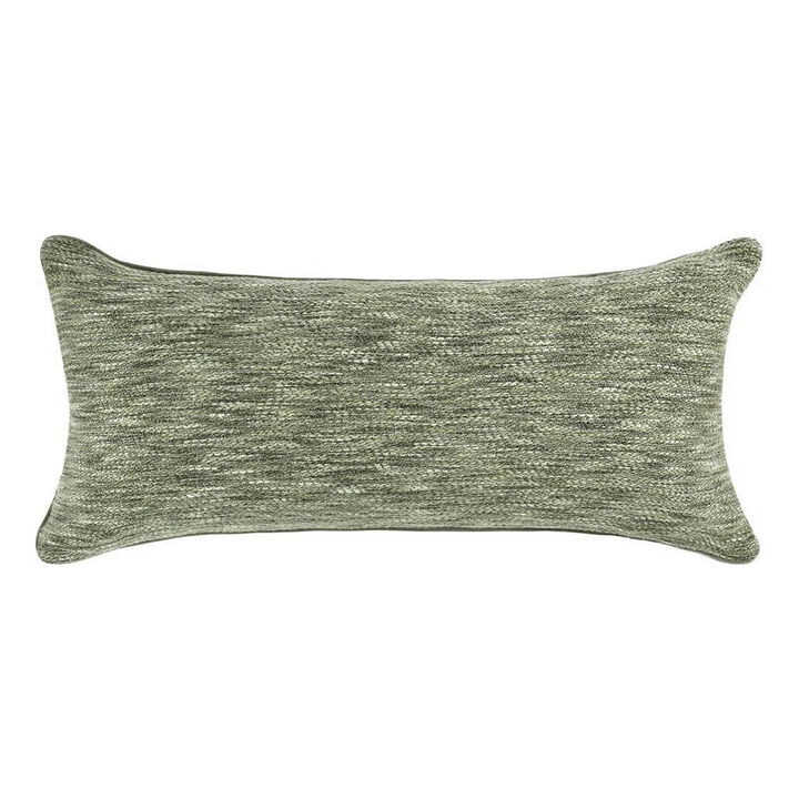 Sam Lumbar Accent Throw Pillow, 14x26 Cedar Green Cotton Blend Texture - Benzara