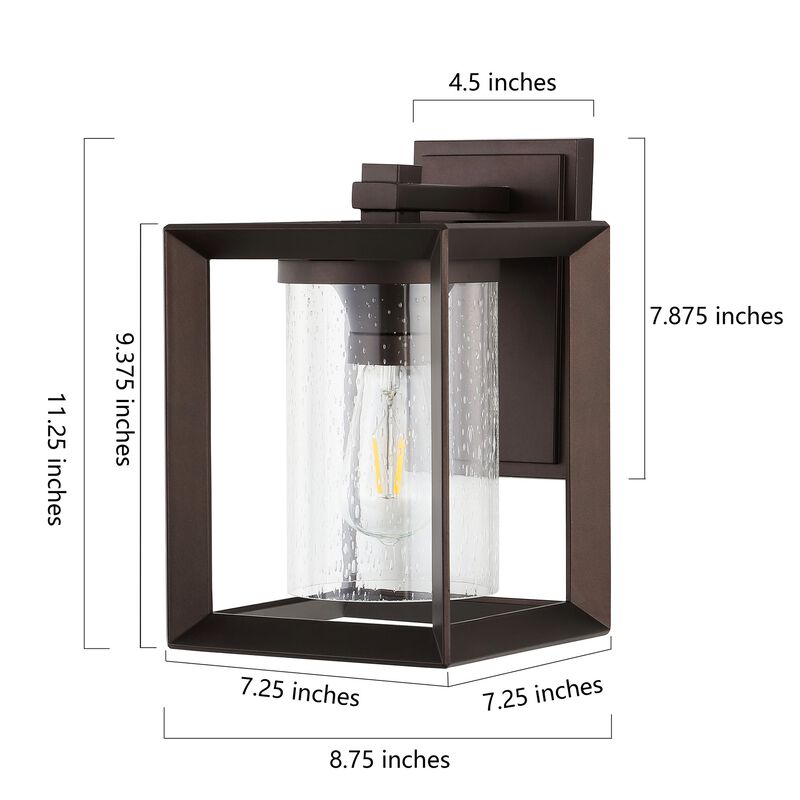 Vaughn 1-Light Iron/Glass Modern Rustic Cube LED Outdoor Sconce