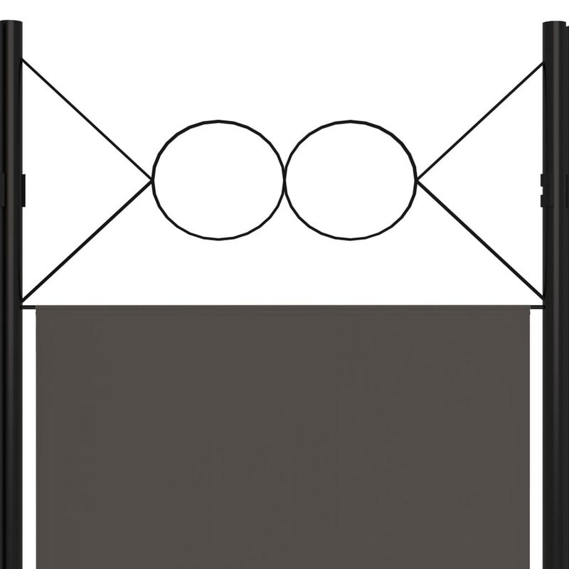 Dina 6 Panel Folding Room Divider Screen, Dark Gray, Black, 95 Inch image number 4