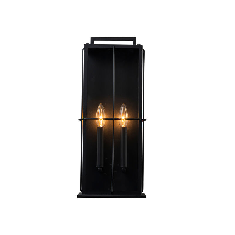H19" Modern Large Lantern Outdoor Wall Light with Clear Glass Dual-Bulb Design and Black Finish Wall Sconces for Porch Patio Entryway image number 0