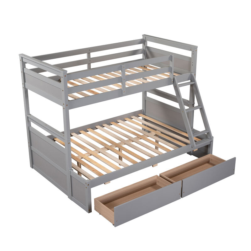 Whisen Twin over Full Bunk Bed with 2-Storage Drawers - White