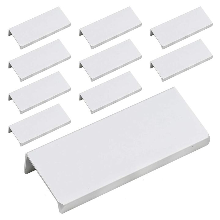 LC LICTOP 80mm/3.15"" Finger Edge Pull Tab Handle Aluminum Home Kitchen Cabinets Drawers Collection Long Hole Centers Silver 64m