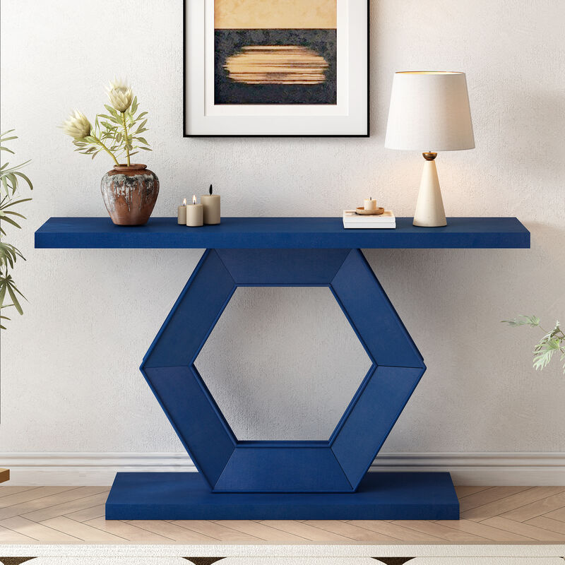 Merax Modern Entryway Table with Hollow Hexagon Leg Structure