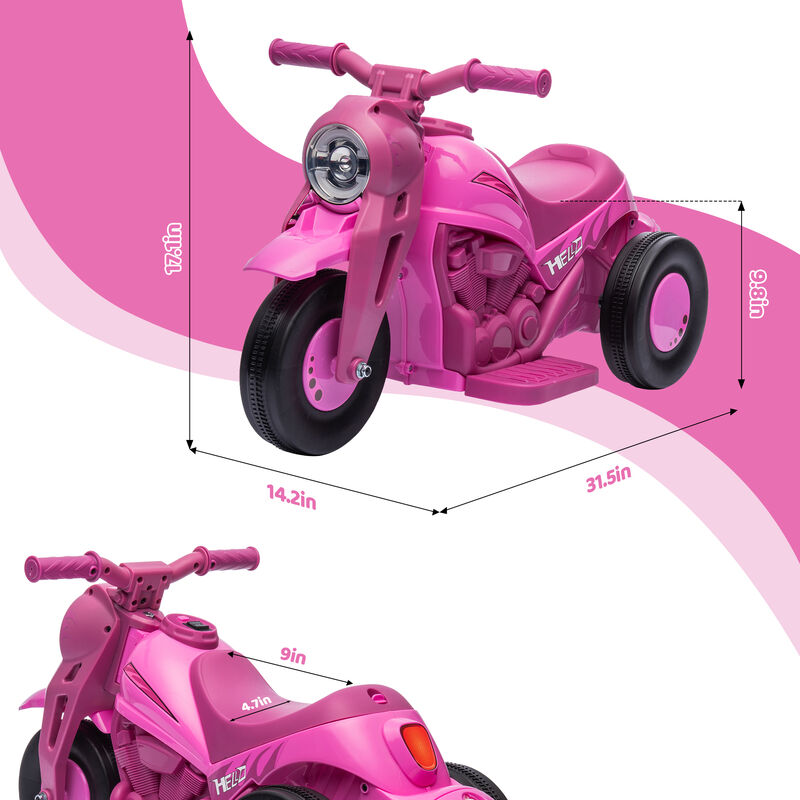 BreeBe Ride On Motorcycle, 6V Ride on Bubble Car, 3 Wheeled Electric Motorcycle for Kids w/ LED Headlight, Music image number 2