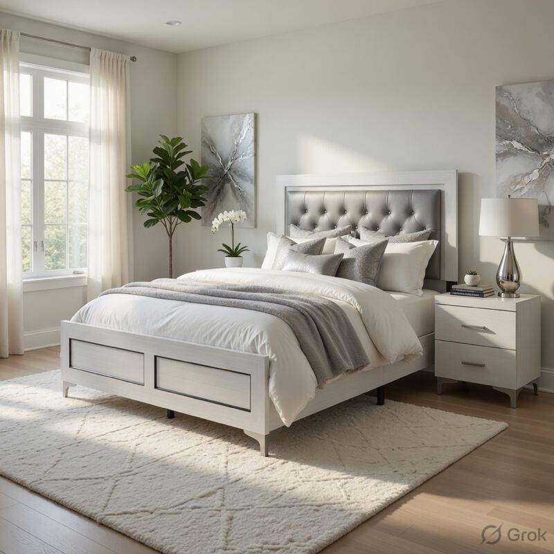 Queen Size Bedroom Set, White Finish, Storage Bed with Drawers, 2-Piece Set with Bed and Nightstand image number 8