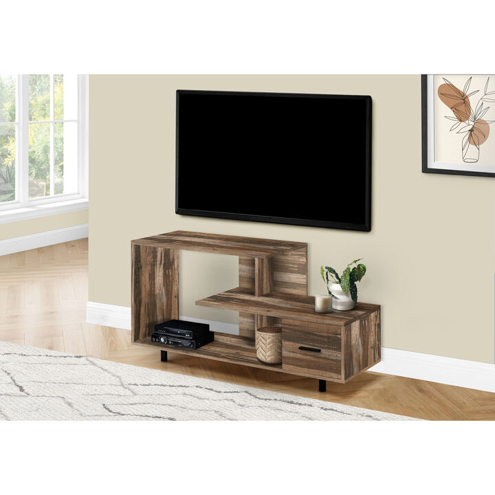 Monarch Specialties I 2611 Tv Stand, 48 Inch, Console, Media Entertainment Center, Storage Drawer, Living Room, Bedroom, Laminate, Brown, Contemporary, Modern