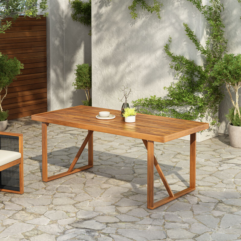 Trukdu Wood Outdoor Dining Table image number 1