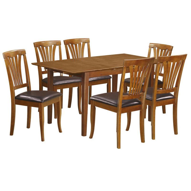 7 PC Small dinette Table that has Leaf with 6 Dining Table Chairs