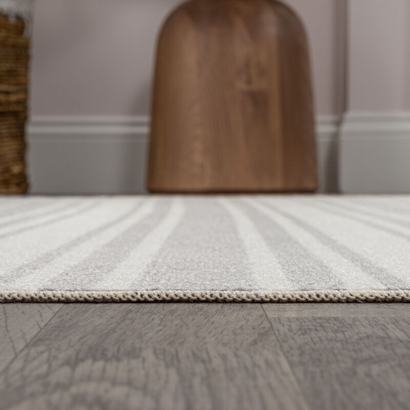 Fawning Two-Tone Striped Classic Low-Pile Machine-Washable Area Rug